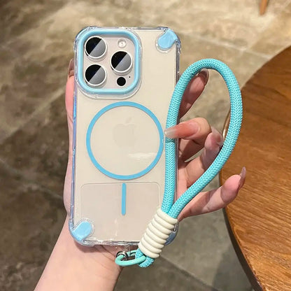 Wrist Strap Magnetic Clear Case for iPhone