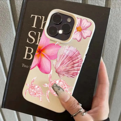 Pink Sea Turtle Flower Phone Case