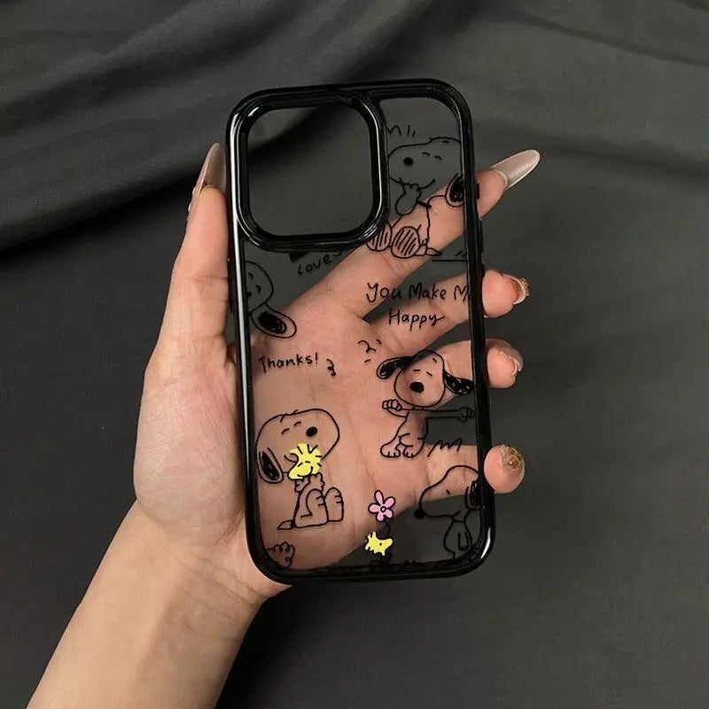 Hand Drawn Snoopy Black Line Cartoon Phone Case