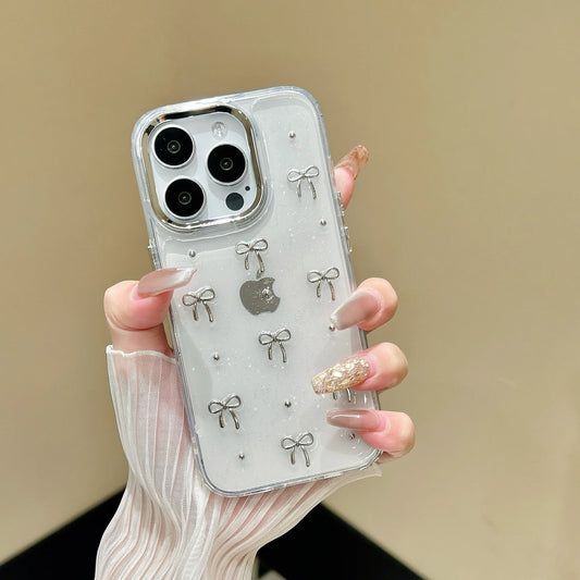 Glitter Bow Transparent Silicone Phone Case