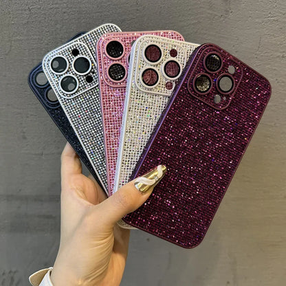 Glitter Leather Camera Lens Phone Case