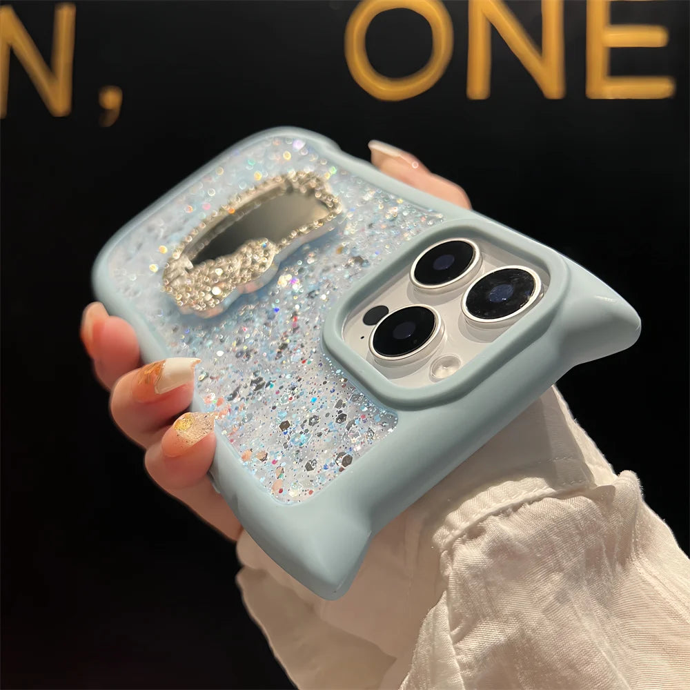 Cute Cat Ears Hello Kitty Glitter Phone Case