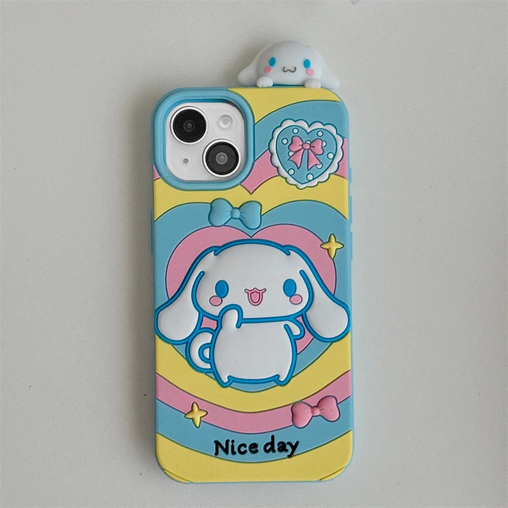 3D Cartoon Sanrio & Stitch Phone Case