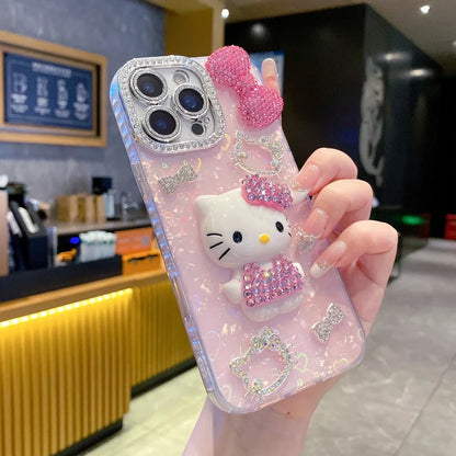 3D Hello Kitty Glitter Cartoon Phone Case