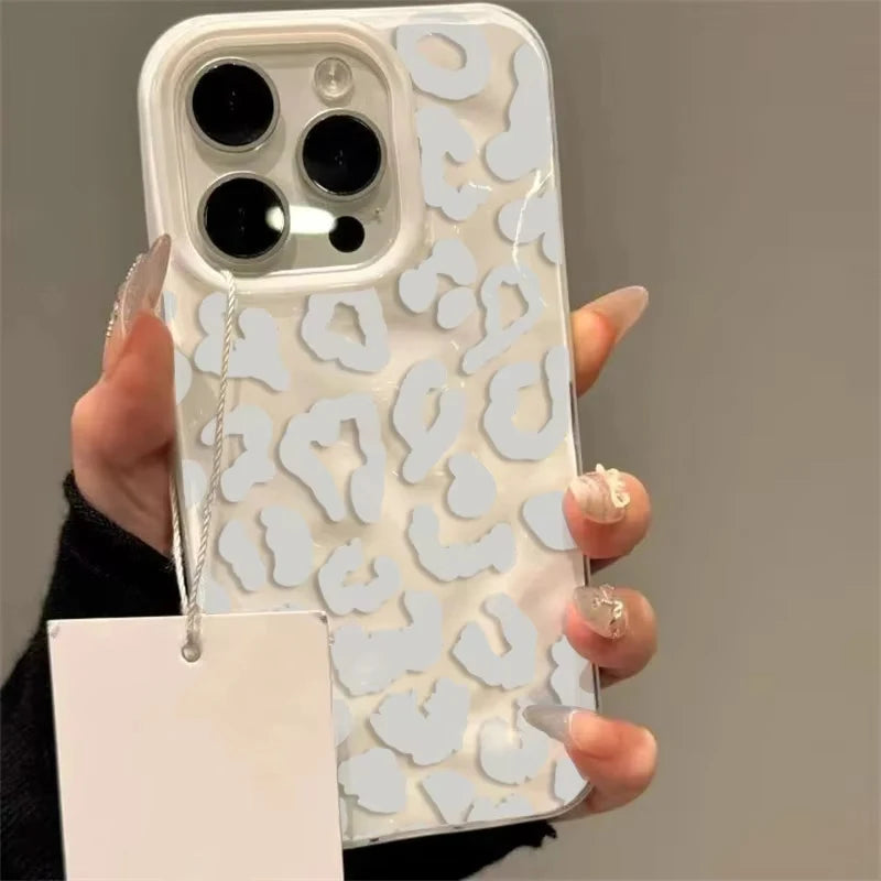 White Leopard Print Phone Case