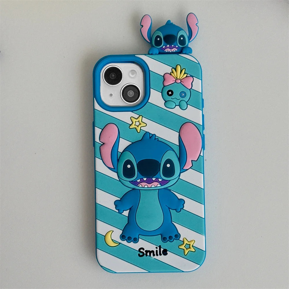 3D Cartoon Sanrio & Stitch Phone Case