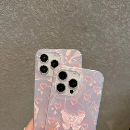 Pink Heart Butterfly Phone Case