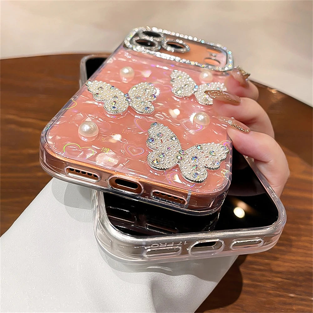 Diamond Butterfly Clear Phone Case