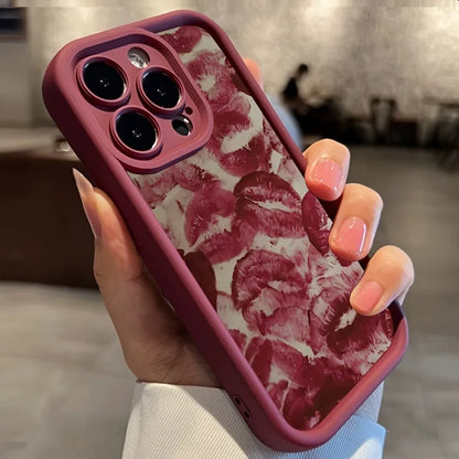 Wine Red Lip Print Phone Case