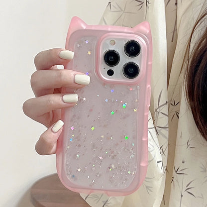 Cute Cat Ear Glitter Transparent Phone Case