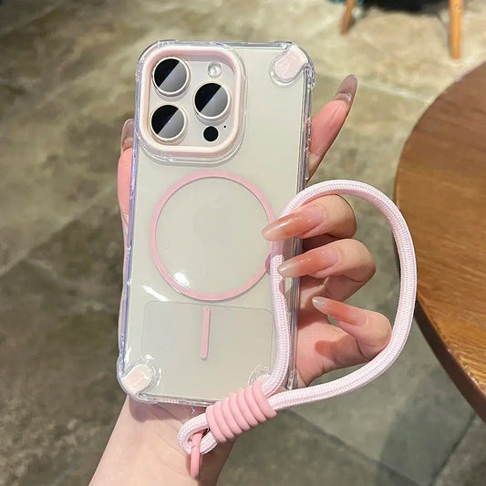 Wrist Strap Magnetic Clear Case for iPhone