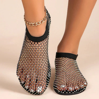 Dazzling Rhinestone Flats for Women | Breathable & Non-Slip Mesh Flats - Perfect for Travel & Everyday Elegance