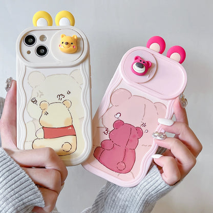 3D Cartoon Ears Sliding Camera Phone Case