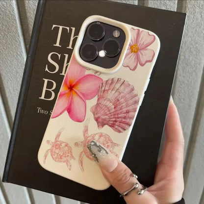 Pink Sea Turtle Flower Phone Case