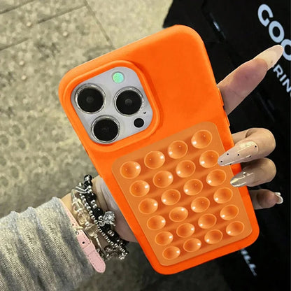 3D Suction Cup Litchi Pattern Case For iPhone