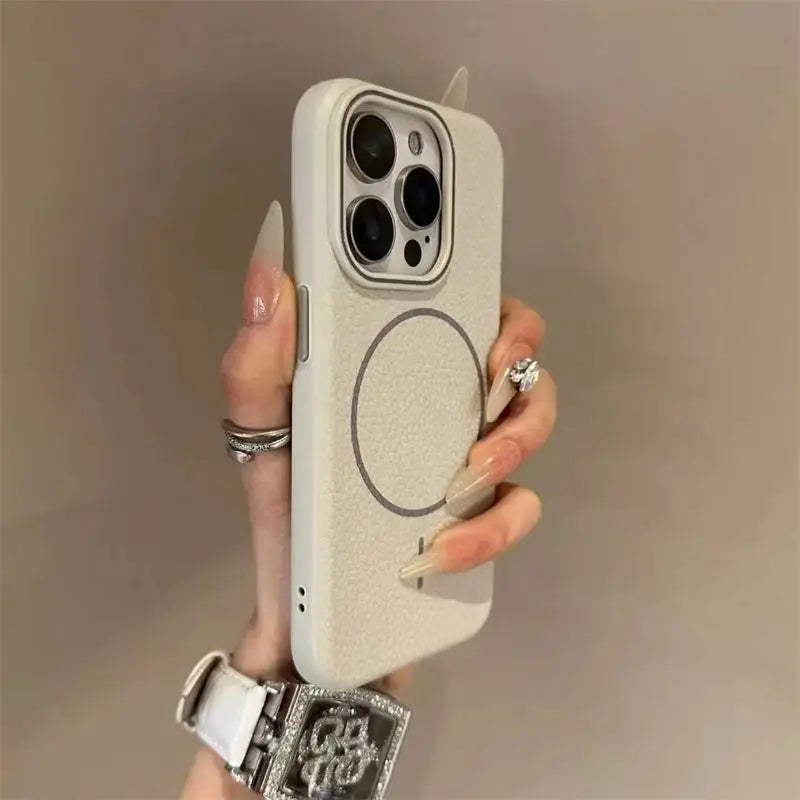 Magsafe Lichee Pattern Magnetic Case For iPhone