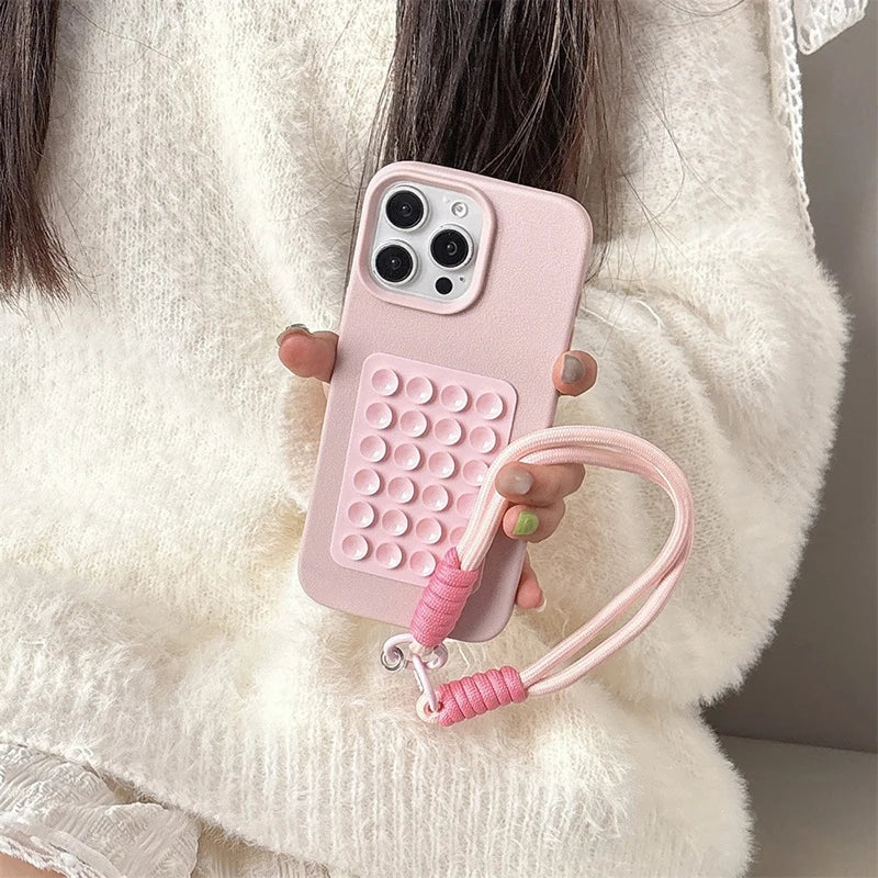 Litchi Pattern Phone Case with Stand & Lanyard