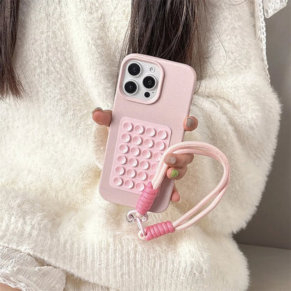 Litchi Pattern Phone Case with Stand & Lanyard