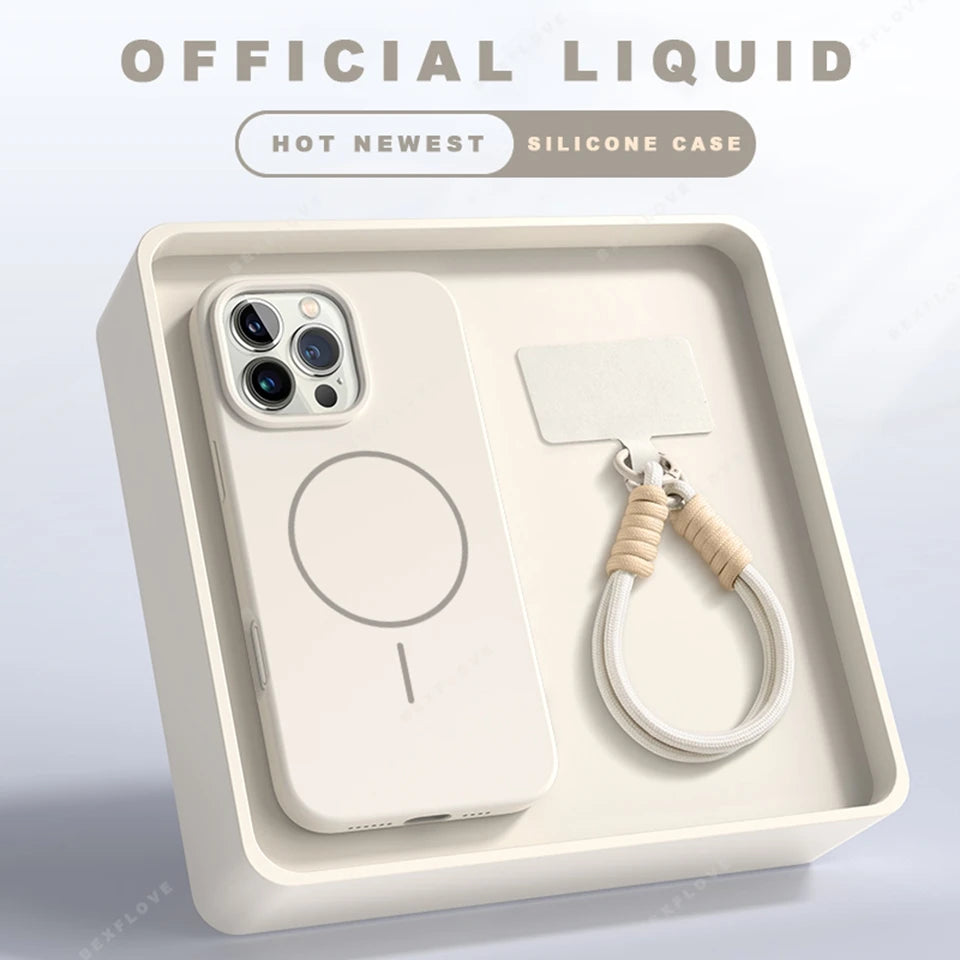 Magnetic Silicone Magsafe Case with Lanyard