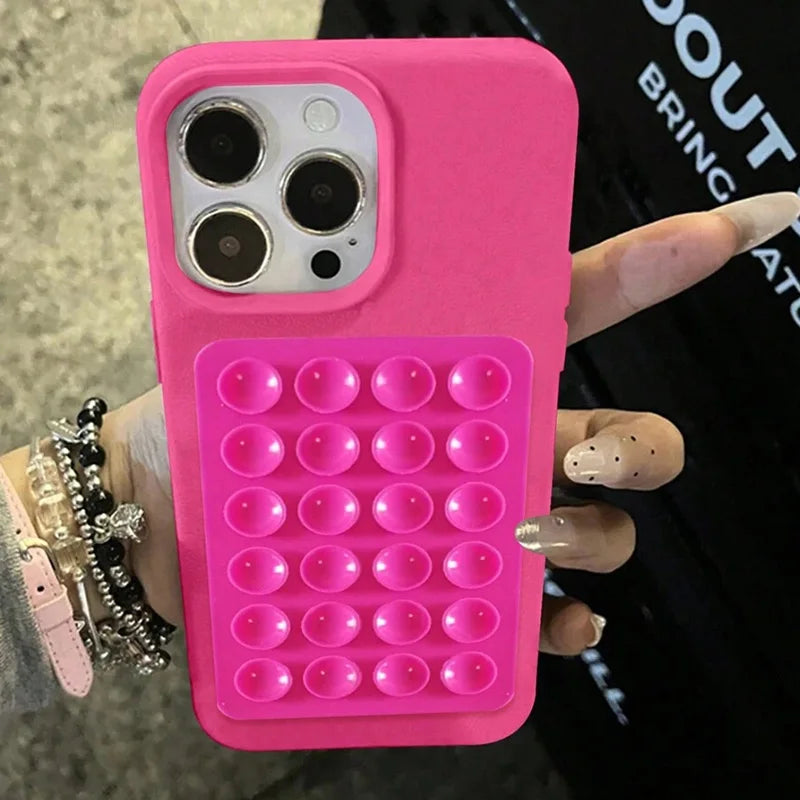 3D Suction Cup Litchi Pattern Case For iPhone