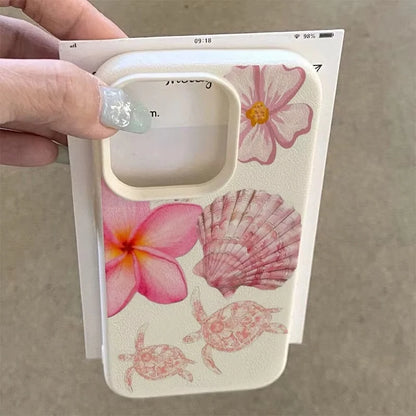 Pink Sea Turtle Flower Phone Case