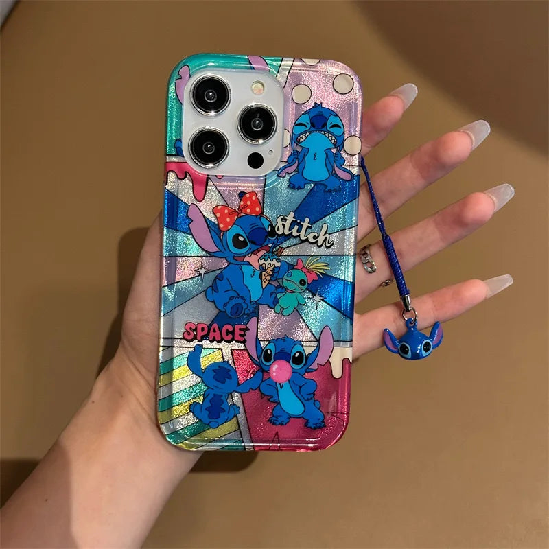 Sparkle Stitch Bell Phone Case with Pendant