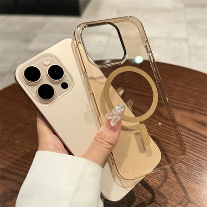Gold Magsafe Transparent Magnetic Phone Case