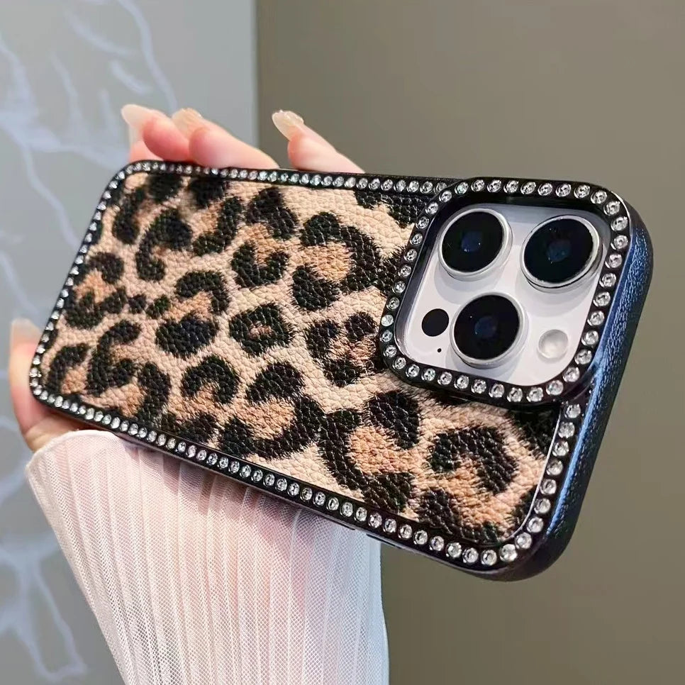 Leopard Print Diamond Phone Case