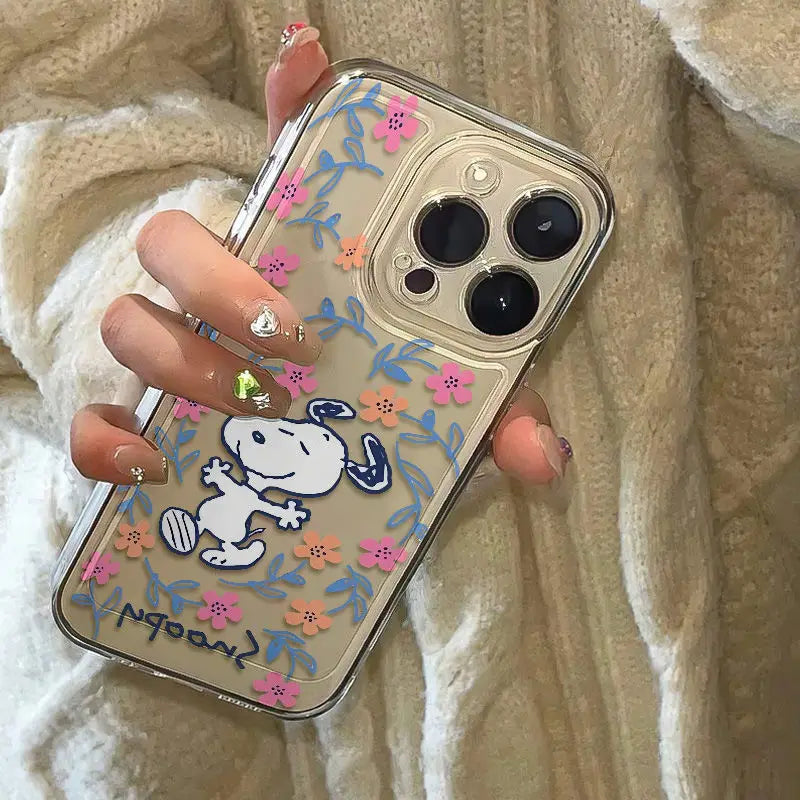 Black Flower Snoopy Phone Case