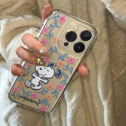 Black Flower Snoopy Phone Case