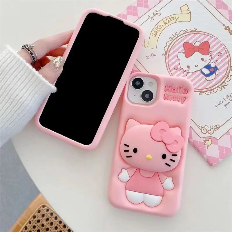 Kuromi Kitty Stitch Head Phone Case for iPhone