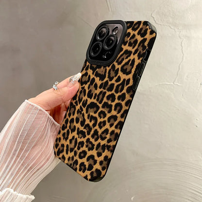 Gold Leopard Silicone Leather Phone Case