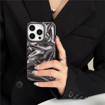 Matte Silver Water Ripple Shockproof Phone Case
