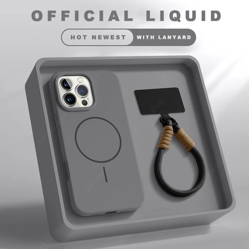 Magnetic Silicone Magsafe Case with Lanyard