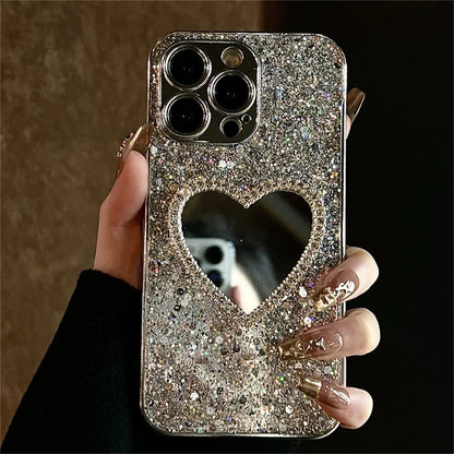 Bling Glitter Heart Mirror Phone Case