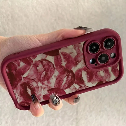 Wine Red Lip Print Phone Case