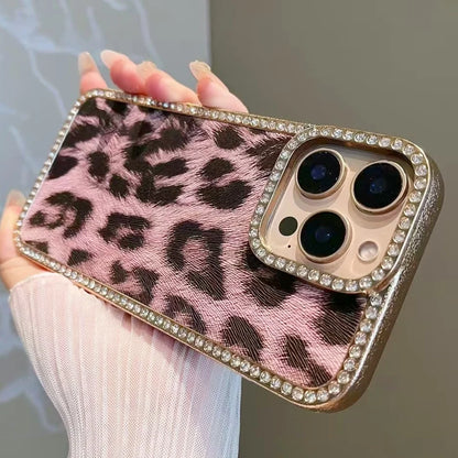 Leopard Print Diamond Phone Case