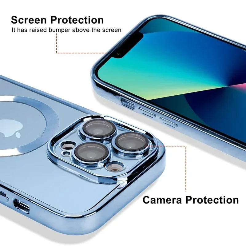 Clear Plating Magnetic Lens Protection Case iPhone