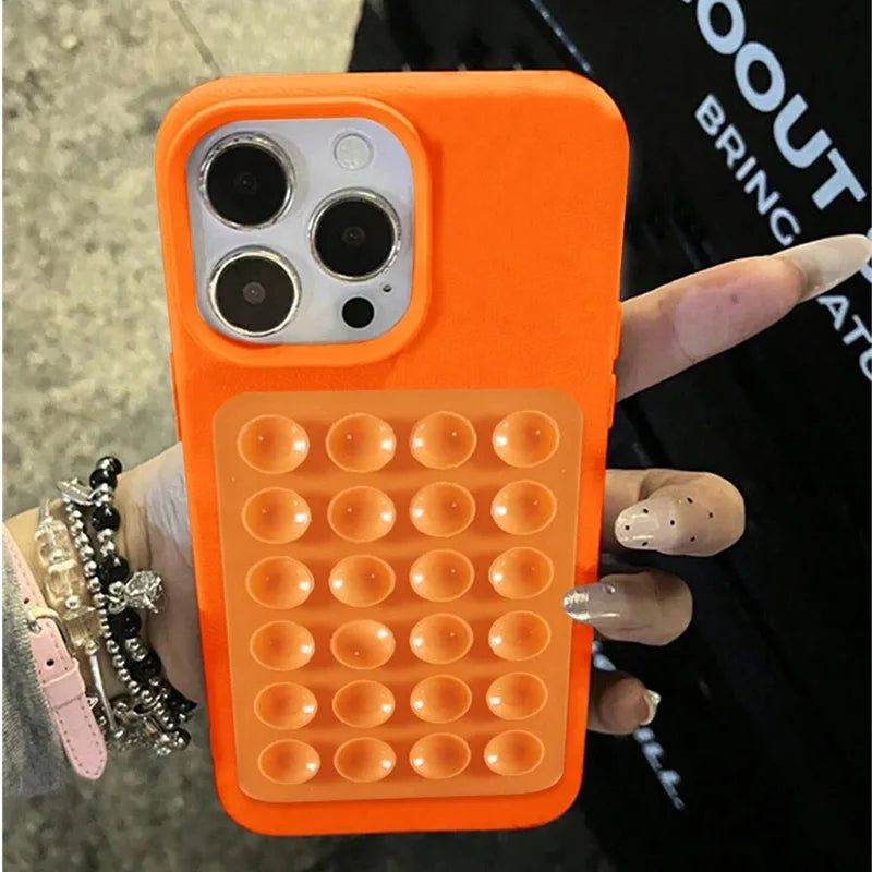 3D Suction Cup Litchi Pattern Case For iPhone