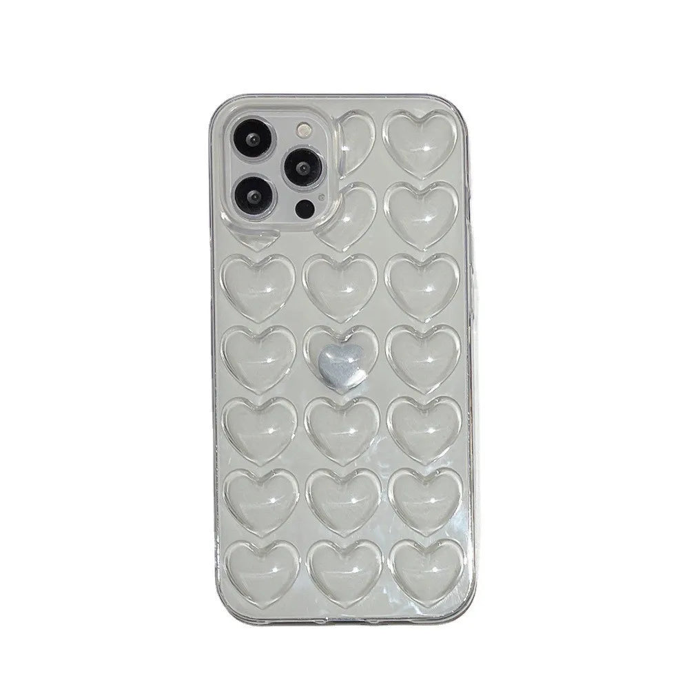3D Heart Electroplated Phone Case For iPhone