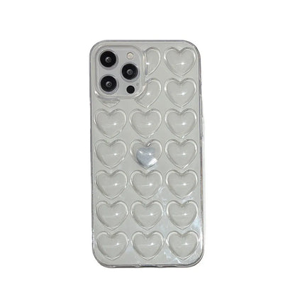 3D Heart Electroplated Phone Case For iPhone
