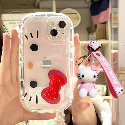 Hello Kitty Face Red Bow Strap Case iPhone