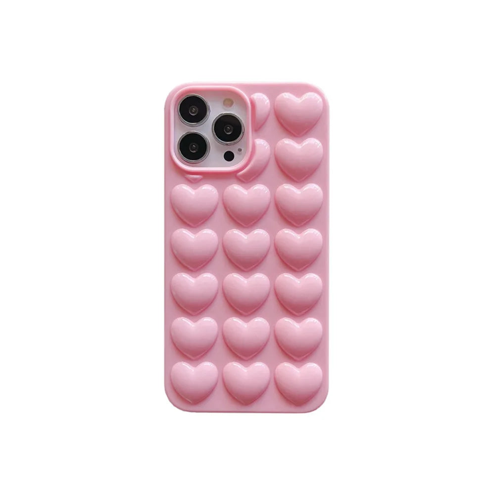 3D Heart Electroplated Phone Case For iPhone