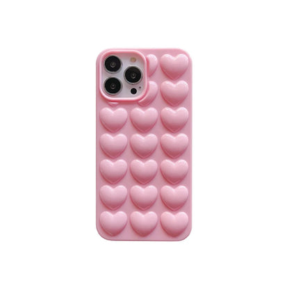3D Heart Electroplated Phone Case For iPhone