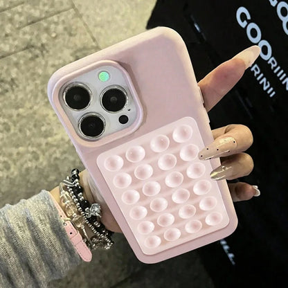 3D Suction Cup Litchi Pattern Case For iPhone