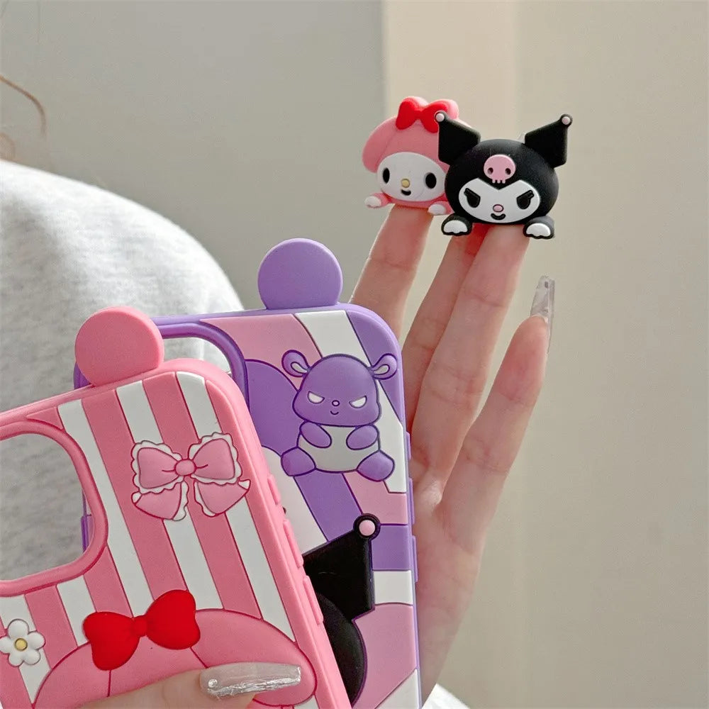 3D Cartoon Sanrio & Stitch Phone Case