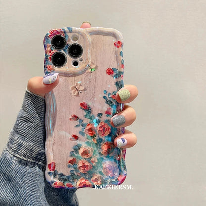 Laser Floral Blue Light Silicone Phone Case