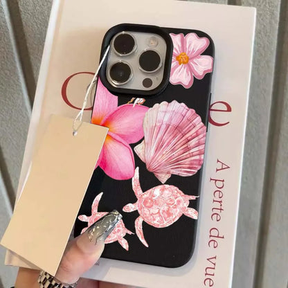 Pink Sea Turtle Flower Phone Case