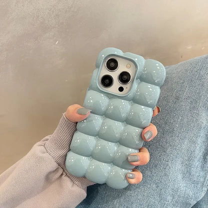 Cute 3D Block Lattice Silicone Case For iPhone