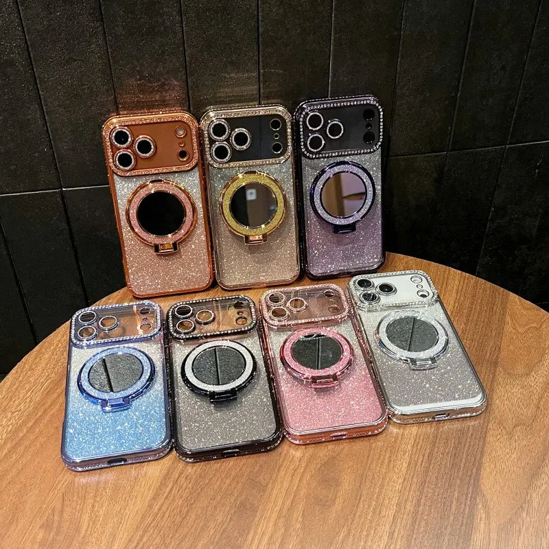 Diamond Crystal Mirror Stand Case